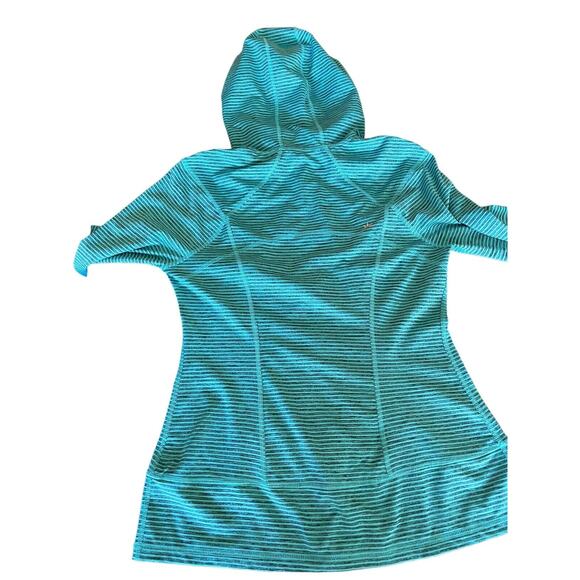 Lukka Jacket Teal Blue Striped Zip Up Hoodie Lightweight Womens Size M - Picture 12 of 15
